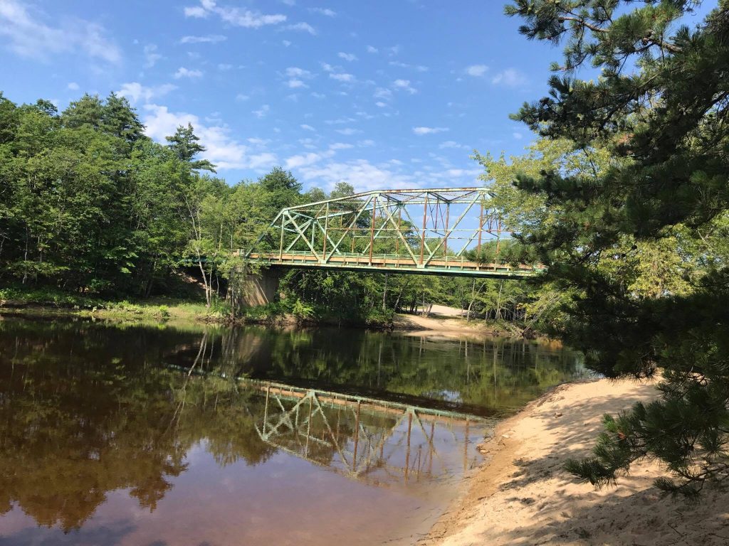 Brownfield Bridge over the Saco River. Photo by Rachael Mocek at https://restlesslensphoto.com/